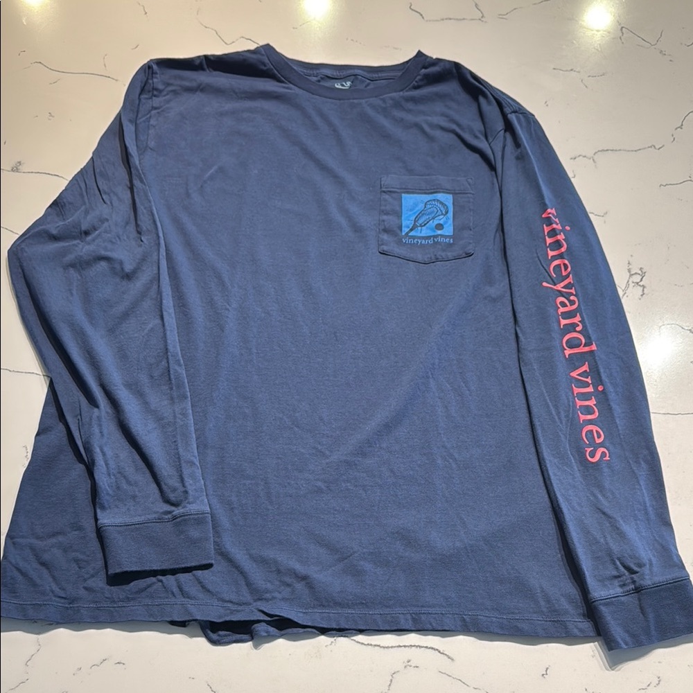 Vineyard Vines Men's Blue Long Sleeve Shirt - Lacrosse